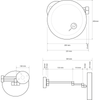Sapho X-ROUND BLACK kosmetické zrcátko s LED osvětlením ø 200mm, kulaté, černá XR016B