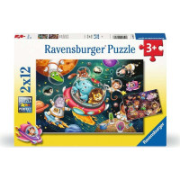 RAVENSBURGER Puzzle Zvířátka ve vesmíru 2x12 dílků