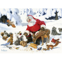 COBBLE HILL Rodinné puzzle Santa se zvířecími přáteli 350 dílků