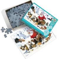 COBBLE HILL Rodinné puzzle Santa se zvířecími přáteli 350 dílků