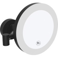 Sapho X-ROUND BLACK kosmetické zrcátko s LED osvětlením ø 200mm, kulaté, černá XR016B