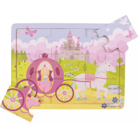 Bigjigs Toys Dřevěné puzzle princezna s kočárem