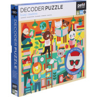Petit Collage Puzzle knihovna 100 ks s 3D brýlemi