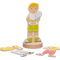 Bigjigs Toys Magnetické oblékací puzzle sportovní aktivity