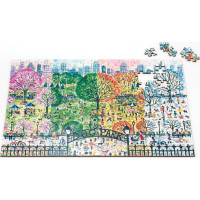 Galison Dřevěné puzzle Psí park 4 roční období 250 dílků
