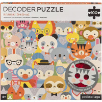 Petit Collage Puzzle zvířátka 100 ks s 3D brýlemi