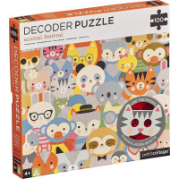 Petit Collage Puzzle zvířátka 100 ks s 3D brýlemi