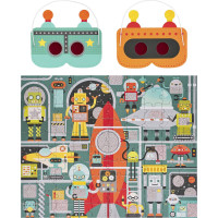 Petit Collage Puzzle roboti 100 ks s 3D brýlemi