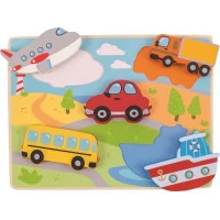 Bigjigs Toys Vkládací puzzle dopravní prostředky