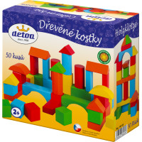 Detoa Dřevěná stavebnice kostky 50 ks