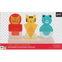 Petit Collage Dřevěné skládací puzzle lev, tygr a medvěd