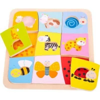 Bigjigs Toys Dřevěné vkládací puzzle 9 zvířátek