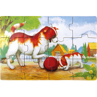 Bino Dřevěné puzzle v krabičce zvířátka