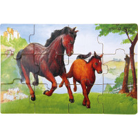 Bino Dřevěné puzzle v krabičce zvířátka