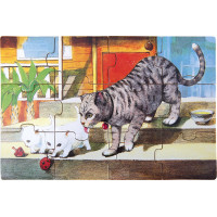 Bino Dřevěné puzzle v krabičce zvířátka