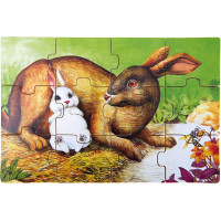Bino Dřevěné puzzle v krabičce zvířátka