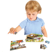 Bino Dřevěné puzzle v krabičce zvířátka