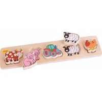 Bigjigs Baby Dřevěné vkládací puzzle farma