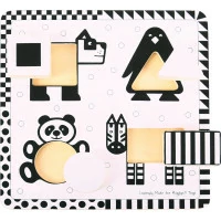 Bigjigs Toys Dřevěné vkládací puzzle černobílé tvary 1