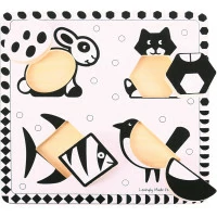 Bigjigs Toys Dřevěné vkládací puzzle černobílé tvary 2