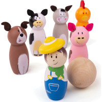 Bigjigs Toys Dřevěné kuželky farma