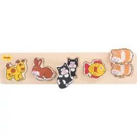 Bigjigs Baby Dřevěné vkládací puzzle domácí zvířata