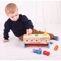 Bigjigs Toys Ponk a přepravka na nářadí 2v1