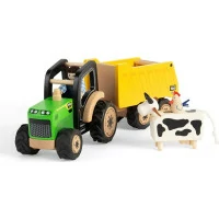 Tidlo Dřevěný traktor s přívěsem