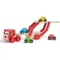 Bigjigs Toys Dřevěný kamion s auty