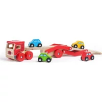 Bigjigs Toys Dřevěný kamion s auty