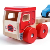 Bigjigs Toys Dřevěný kamion s auty