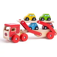 Bigjigs Toys Dřevěný kamion s auty