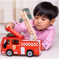Bigjigs Toys Dřevěné hasičské auto