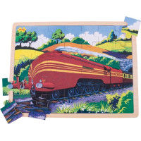 Bigjigs Toys Dřevěné puzzle historický vlak Vévodkyně z Hamiltonu 35 dílků