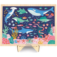 Mudpuppy Dřevěné puzzle Život v oceánu + stojan 100 dílků