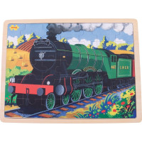 Bigjigs Toys Dřevěné puzzle historický vlak Flying Scotsman 35 dílků