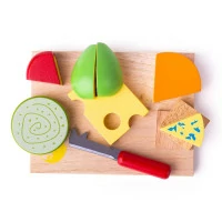 Bigjigs Toys Set dřevěných potravin sýry na desce