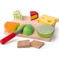 Bigjigs Toys Set dřevěných potravin sýry na desce