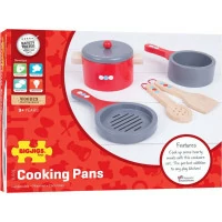 Bigjigs Toys Dřevěný set nádobí s puntíky