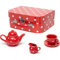 Bigjigs Toys Červený puntíkovaný čajový set