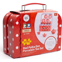 Bigjigs Toys Červený puntíkovaný čajový set