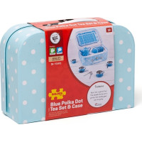 Bigjigs Toys Modrý puntíkovaný čajový set
