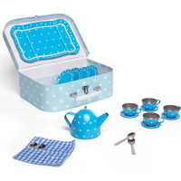 Bigjigs Toys Modrý puntíkovaný čajový set