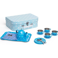 Bigjigs Toys Modrý puntíkovaný čajový set