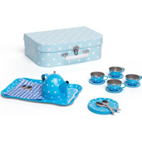 Bigjigs Toys Modrý puntíkovaný čajový set