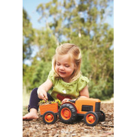 Green Toys Traktor s vlečkou oranžový