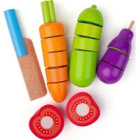 Bigjigs Toys Dřevěná krájecí zelenina s čepicí
