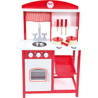 Bino Dětská kuchyňka s příslušenstvím červená