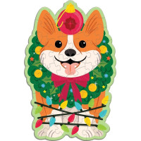 Mudpuppy Puzzle Vánonční pes Corgi s vůní chvojí 48 dílků
