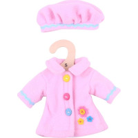 Bigjigs Toys Růžový kabátek s knoflíky pro panenku 28 cm